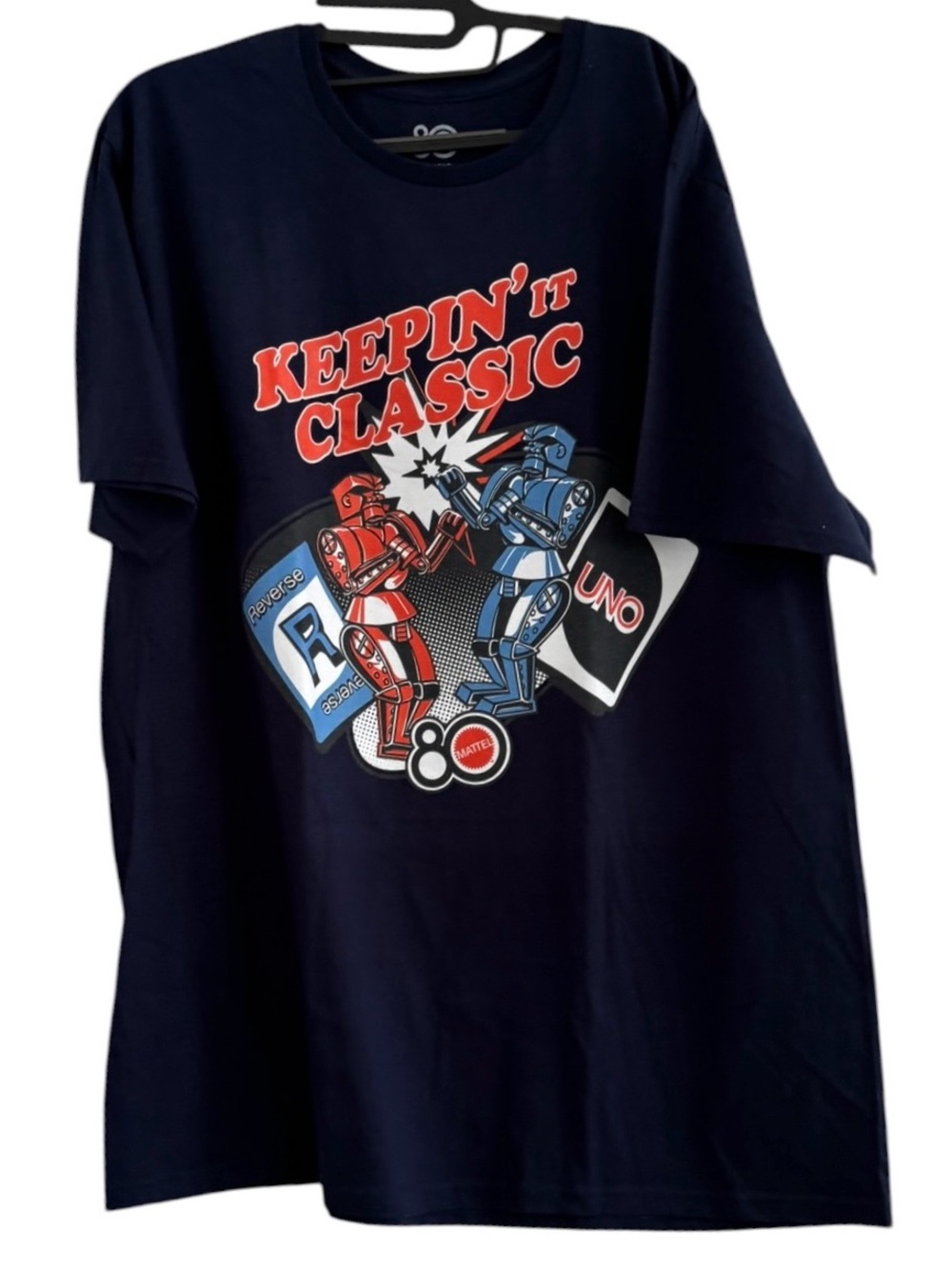 Mattel Keepin' It Classic T-Shirt Navy Blue UNO Rock Em Sock Em Robots Unisex 2X